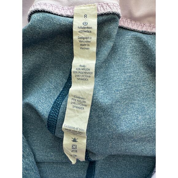 LULULEMON ~  Poseidon Blue Mesh Training Tough Crop Leggings Size 8 - Picture 7 of 8